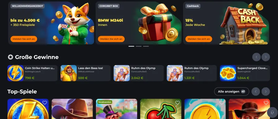 Corgibet casino bonus